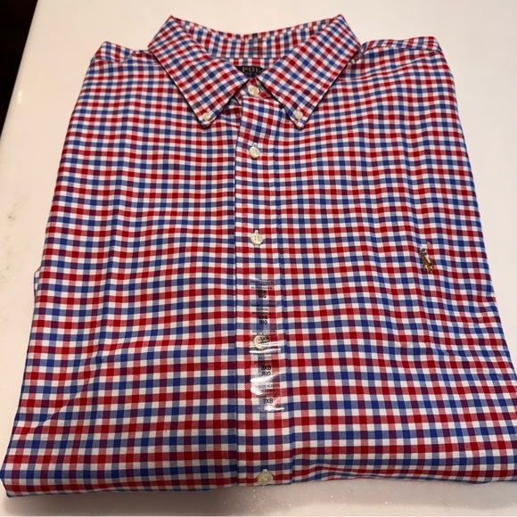 Ralph Lauren Men’s Sz 3XBT Button Down Oxford Shirt Short Sleeve Gingham NWT - Picture 11 of 13